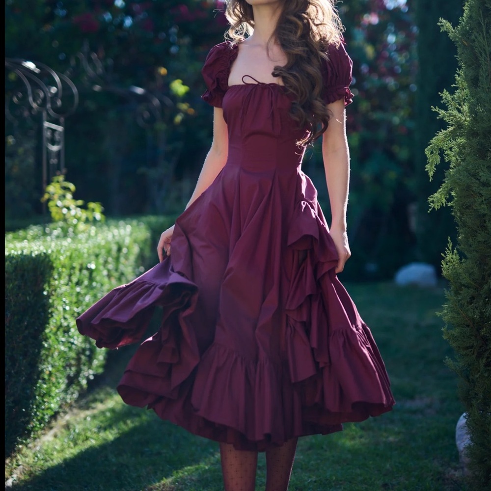 Selkie The Bordeaux Foxglove Dress Small